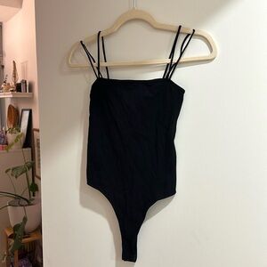 h&m ribbed double strap body suit